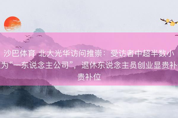 沙巴体育 北大光华访问推崇：受访者中超半数小微为“一东说念主公司”，退休东说念主员创业显贵补位