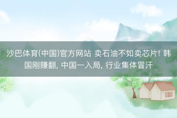 沙巴体育(中国)官方网站 卖石油不如卖芯片! 韩国刚赚翻， 中国一入局， 行业集体冒汗