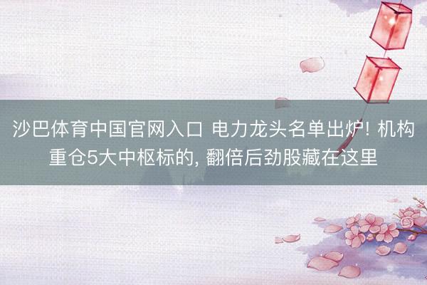 沙巴体育中国官网入口 电力龙头名单出炉! 机构重仓5大中枢标的, 翻倍后劲股藏在这里
