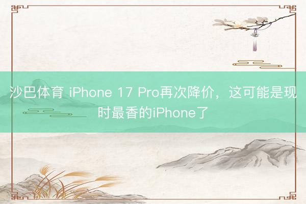 沙巴体育 iPhone 17 Pro再次降价，这可能是现时最香的iPhone了