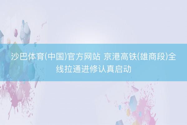 沙巴体育(中国)官方网站 京港高铁(雄商段)全线拉通进修认真启动