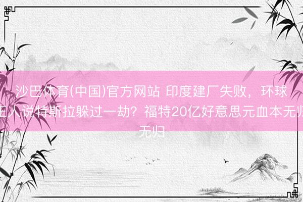 沙巴体育(中国)官方网站 印度建厂失败，环球王人说特斯拉躲过一劫？福特20亿好意思元血本无归