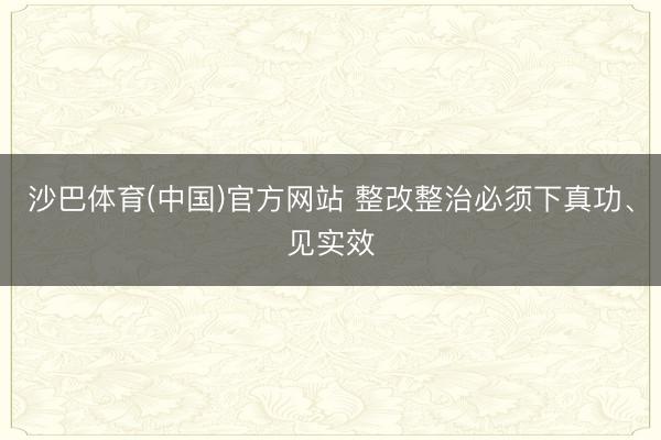沙巴体育(中国)官方网站 整改整治必须下真功、见实效