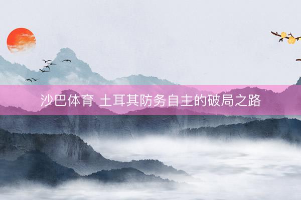 沙巴体育 土耳其防务自主的破局之路