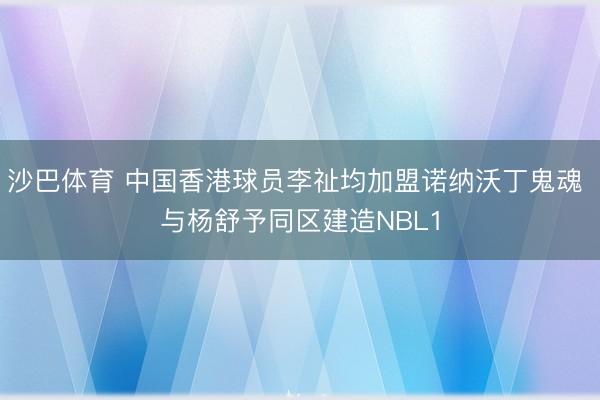 沙巴体育 中国香港球员李祉均加盟诺纳沃丁鬼魂 与杨舒予同区建造NBL1
