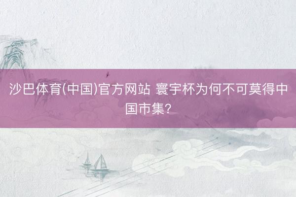 沙巴体育(中国)官方网站 寰宇杯为何不可莫得中国市集？