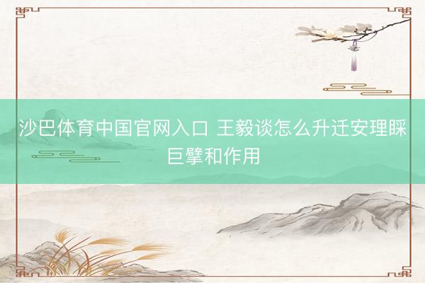 沙巴体育中国官网入口 王毅谈怎么升迁安理睬巨擘和作用