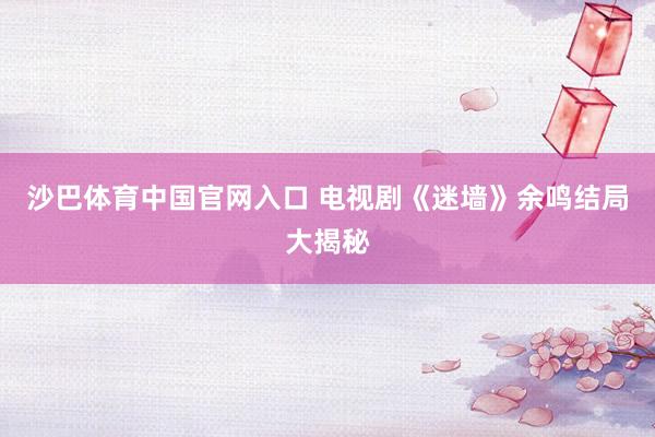 沙巴体育中国官网入口 电视剧《迷墙》余鸣结局大揭秘